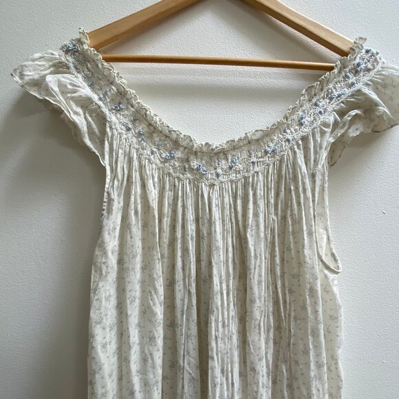 Doen Lovisa Nightgown Small Floral Smocked Neck Midi - Picture 5 of 9